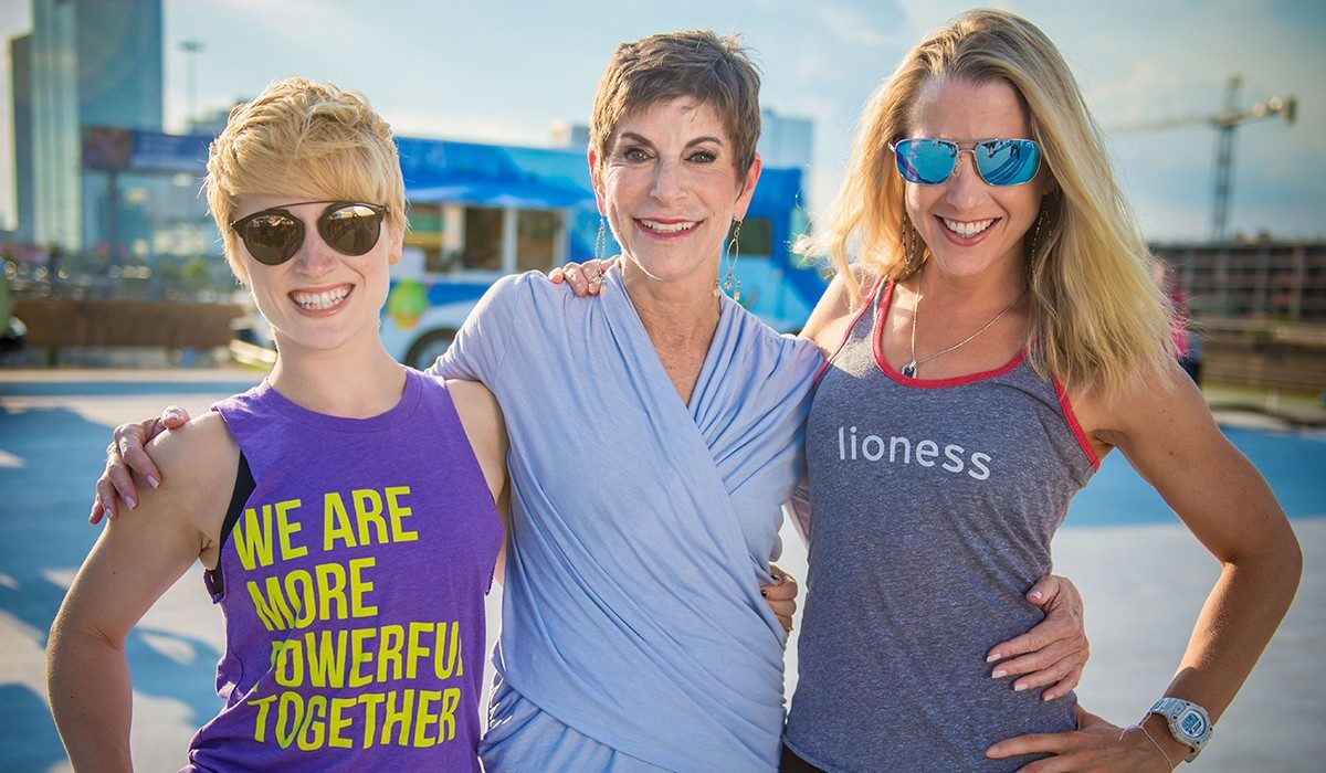 Cancerwise blog photo: Marcy Kurtz (center) with friends Nancy Sheridan Perry and Bethany Lyons | Photo credit: userofreality.com