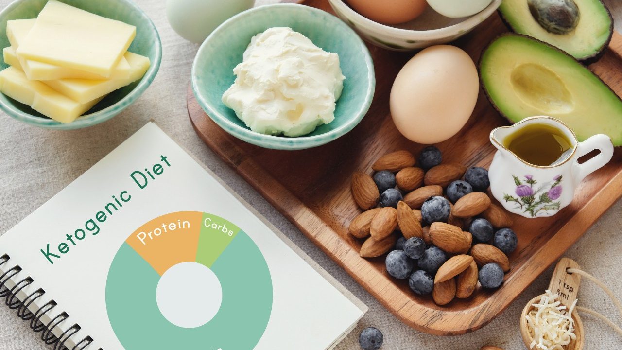 Foods from the keto -- or ketogenic -- diet, including almonds, blueberries and avocadoes