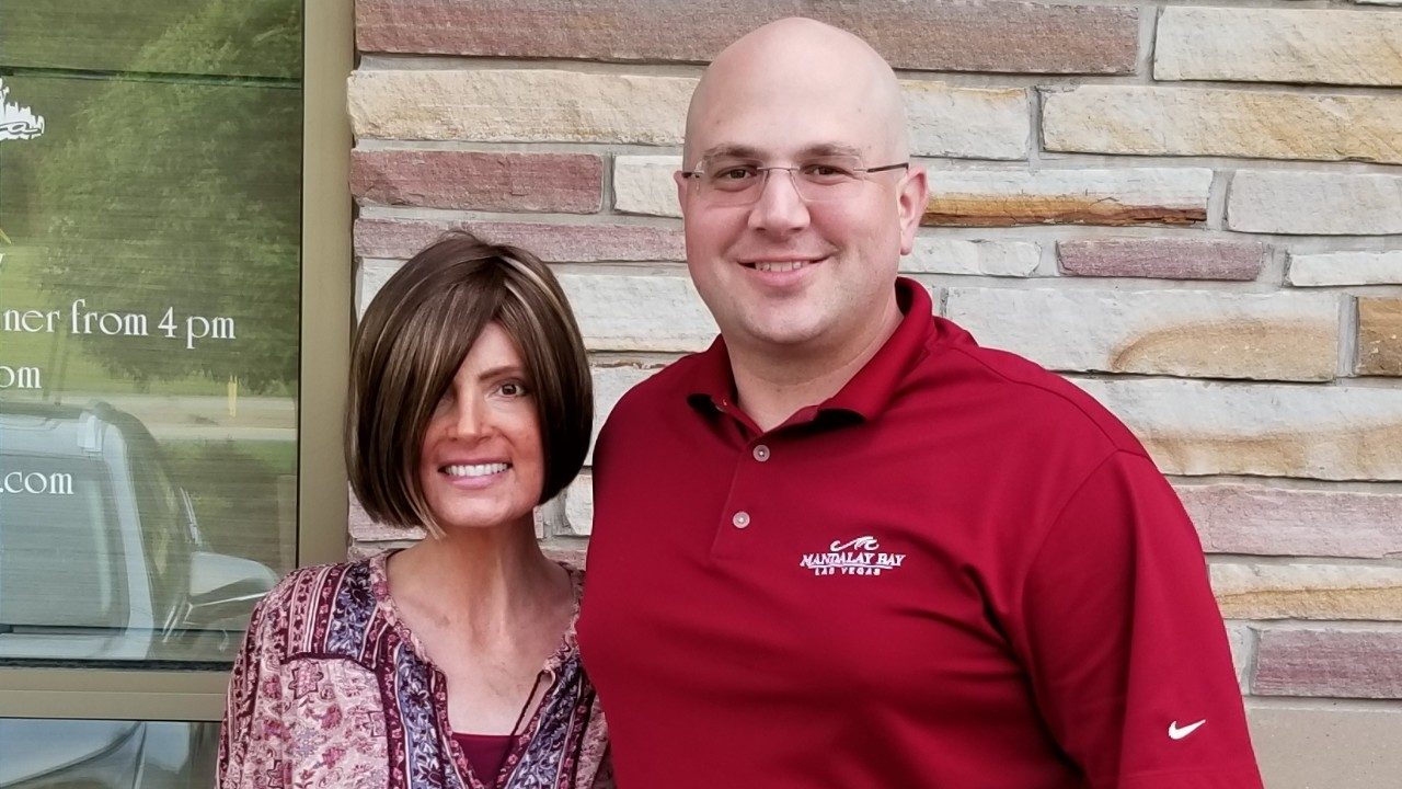 Acute myeloid leukemia survivor Emily Augenstein with her husband, Jason Augenstein