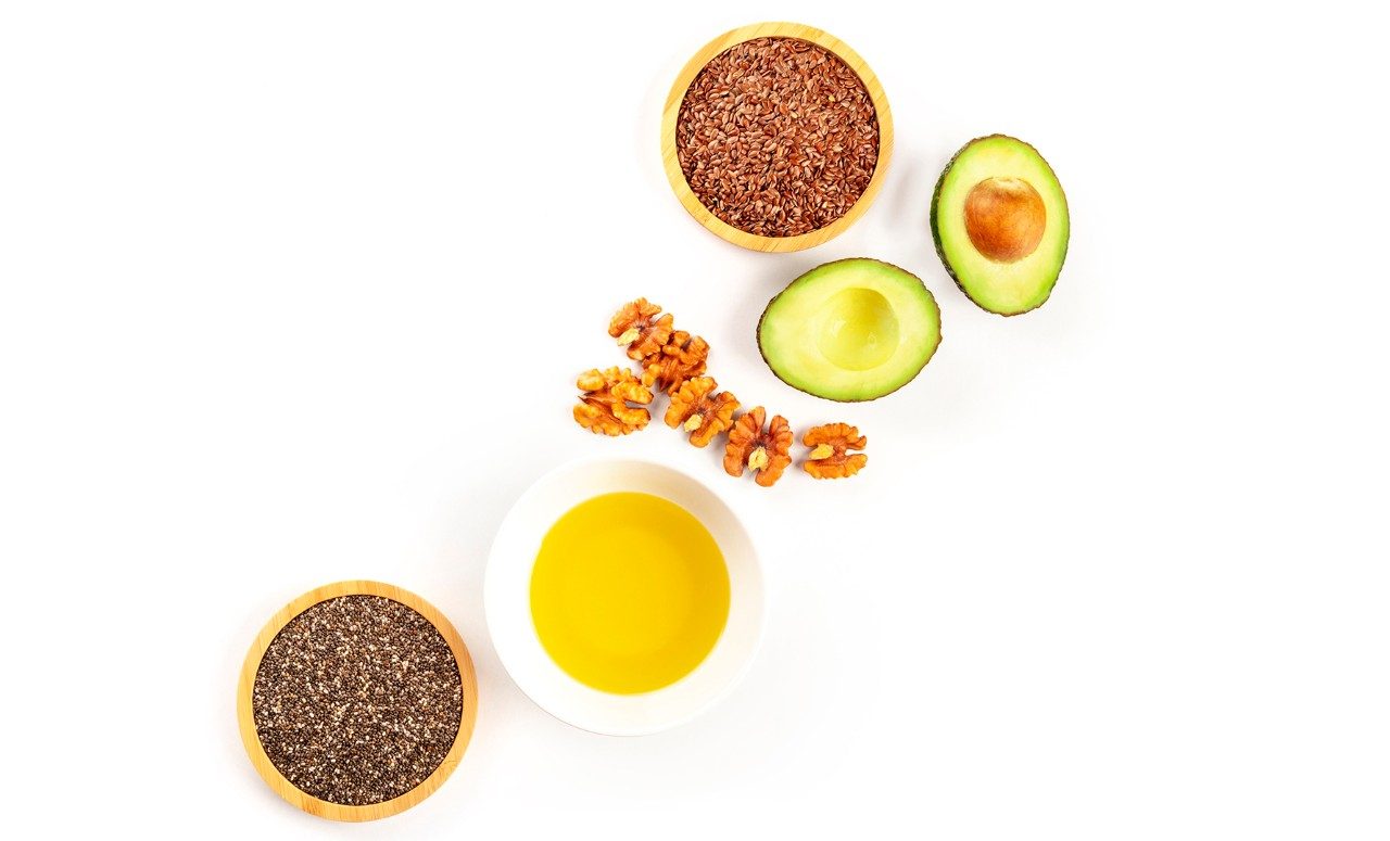 Photo of avocado, flax seeds and other omega-3 sources