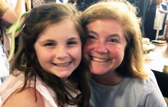 Large B-cell non-Hodgkin lymphoma survivor Amy Lee with her daughter, Evans