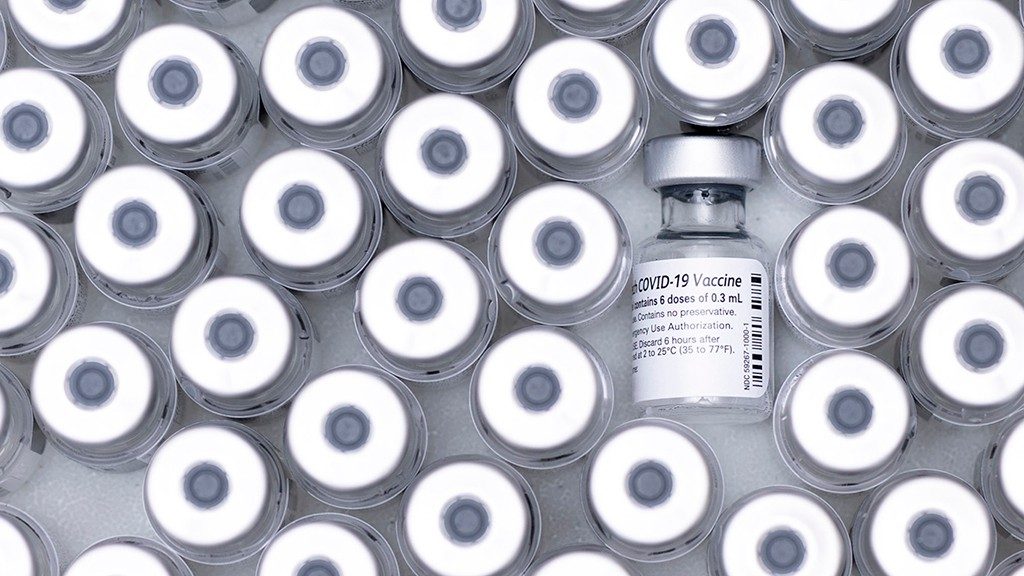 Bird's eye view of vaccine vials