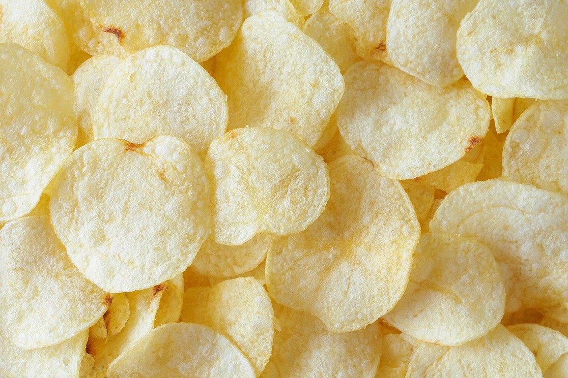 Aerial view of potato chips