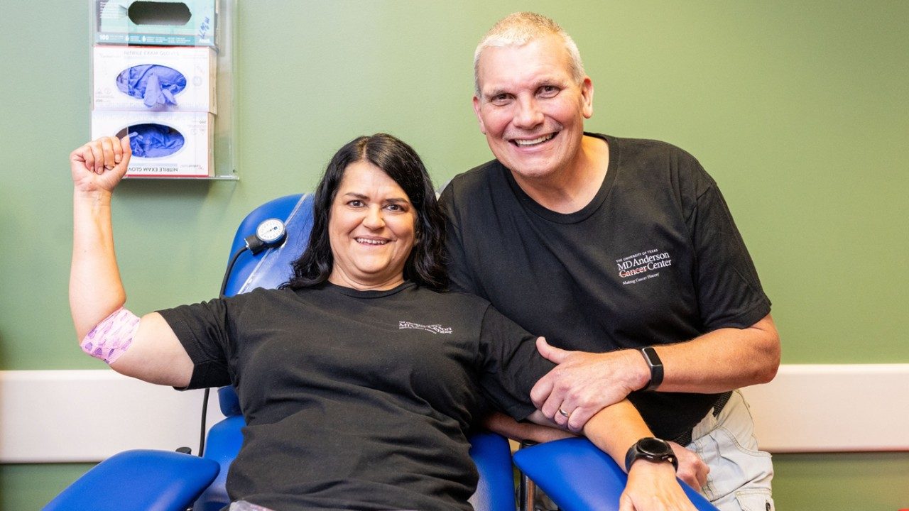 Stage IV prostate cancer survivor Allan Wilder, with his wife and caregiver, Sarah