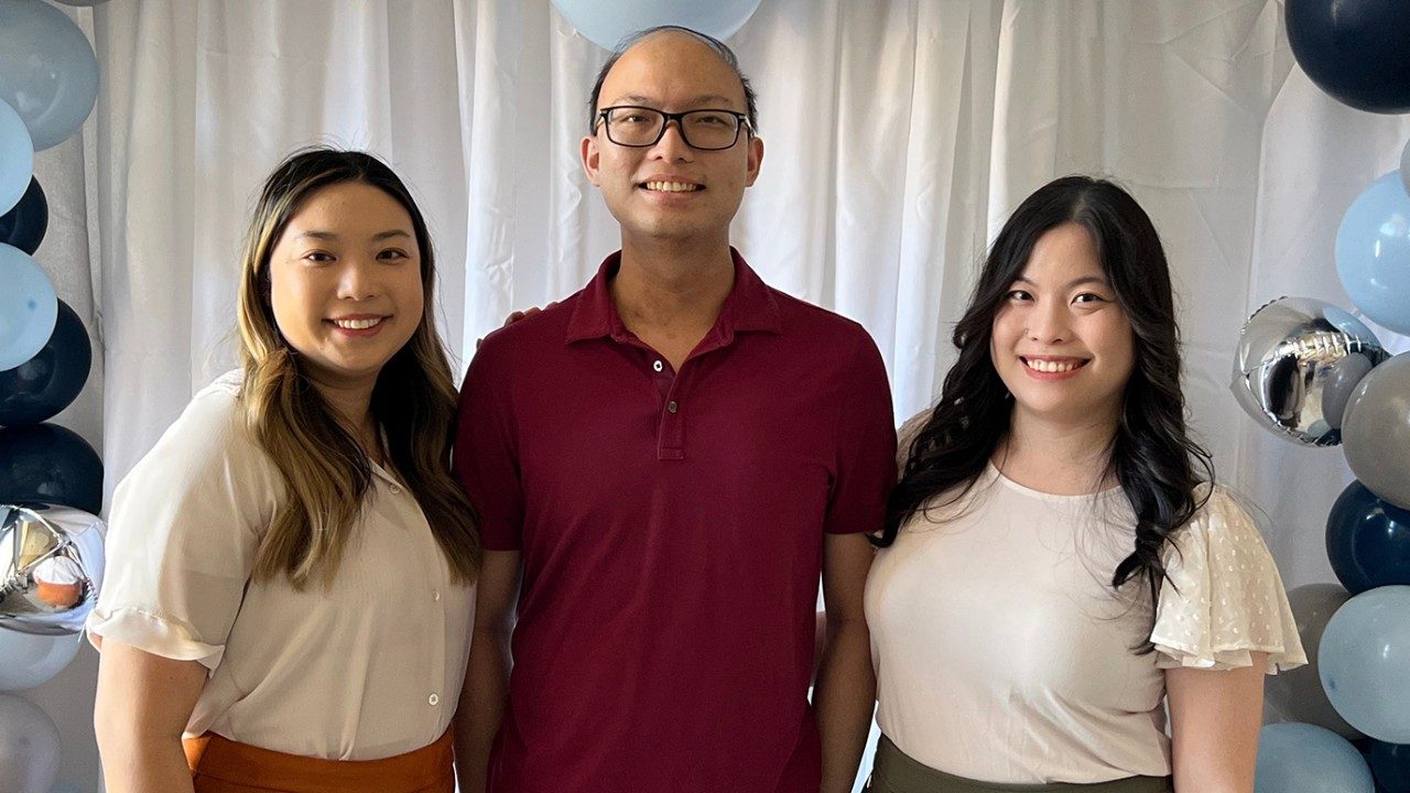 Jamie Tran (far right), with her fraternal twin brother, James, and their elder sister, Cecilia 