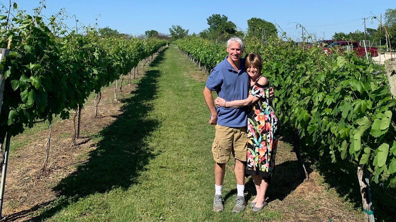 Bladder cancer survivor Meleah Foreman (right) with her husband, James, in 2022