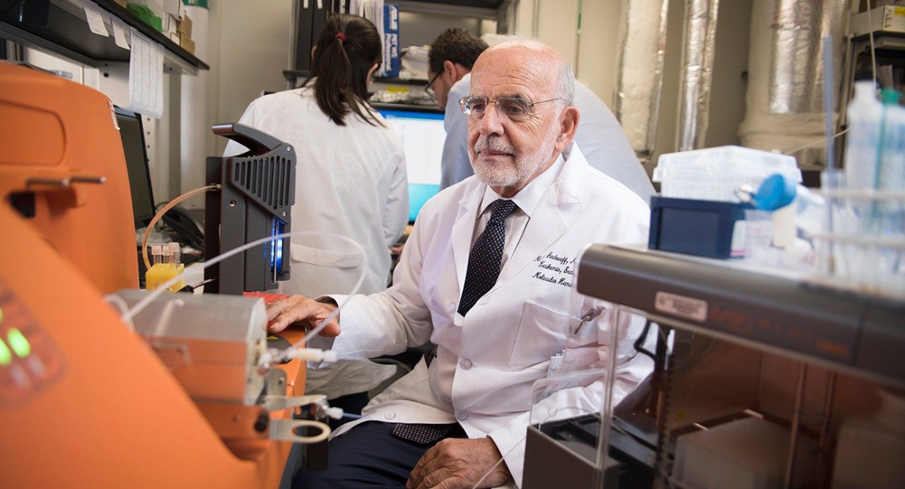 Michael Andreeff, M.D., Ph.D., professor of Leukemia, in his laboratory